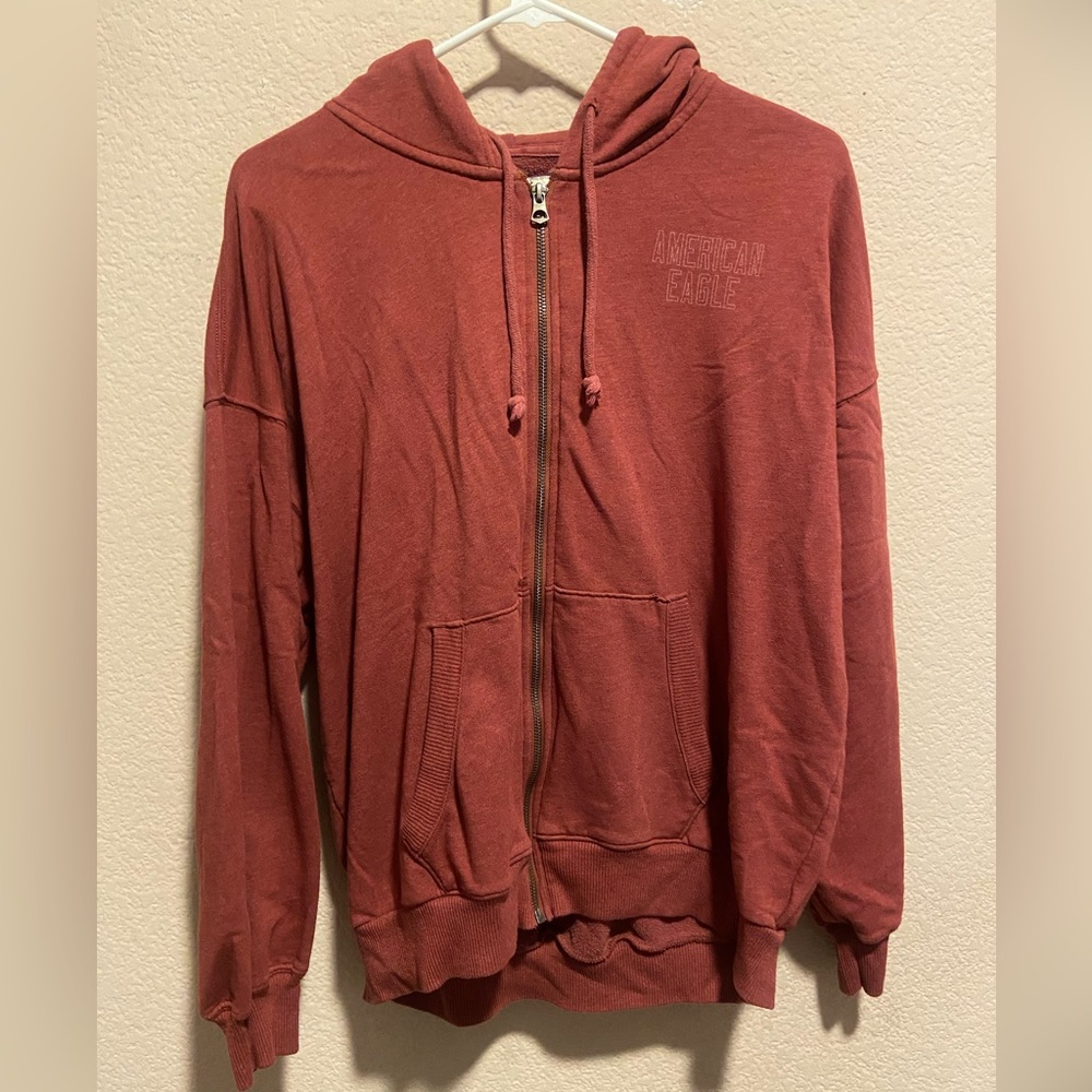 American Eagle/Red oversized zip up hoodie